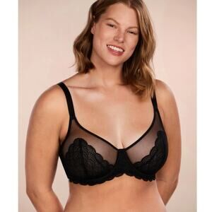 HSIA Mermaid Scales Lace Underwire Bra NWT Black 36DD Minimizer